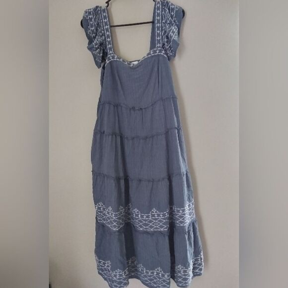Knox Rose Dresses & Skirts - Knox Rose Boho Peasant Embroidered Tiered Ruffle Dress Size Small